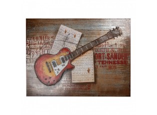 3D kovový obraz Metal Guitar - 100*5*75 cm