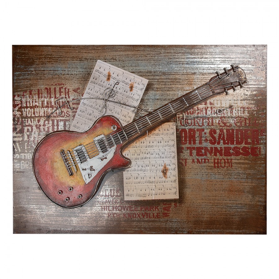 3D kovový obraz Metal Guitar - 100*5*75 cm