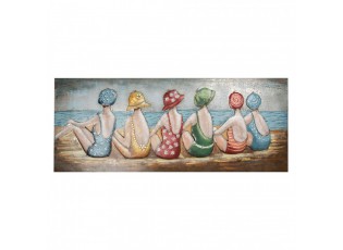 3D kovový obraz dámy na pláži Vintage Beach - 150*5*60 cm