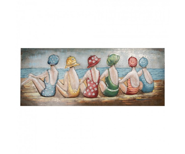 3D kovový obraz dámy na pláži Vintage Beach - 150*5*60 cm Clayre & Eef