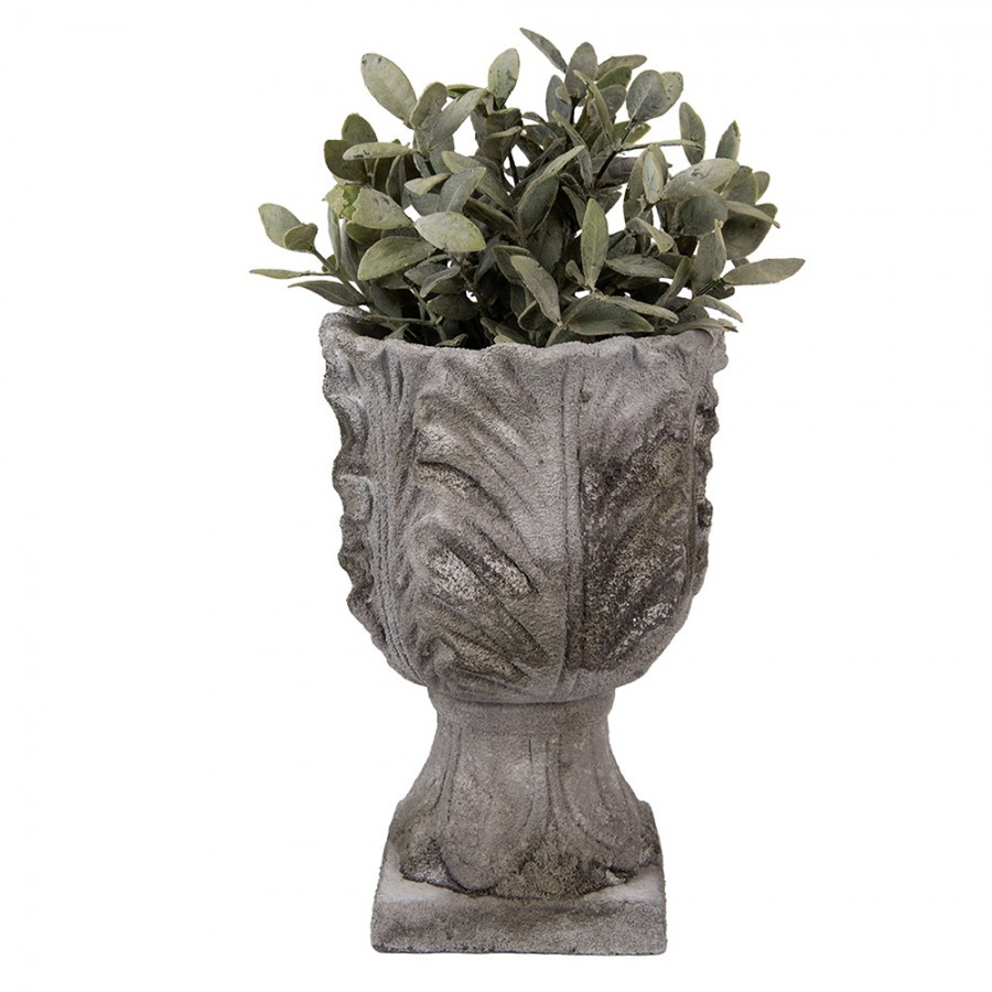 Šedý antik cementový rustikální květináč - Ø 16*24 cm