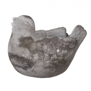 Dekorace cementový antik květináč ptáček - 18*12*13 cm