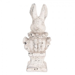 Bílá antik cementová busta králík - 11*8*24 cm