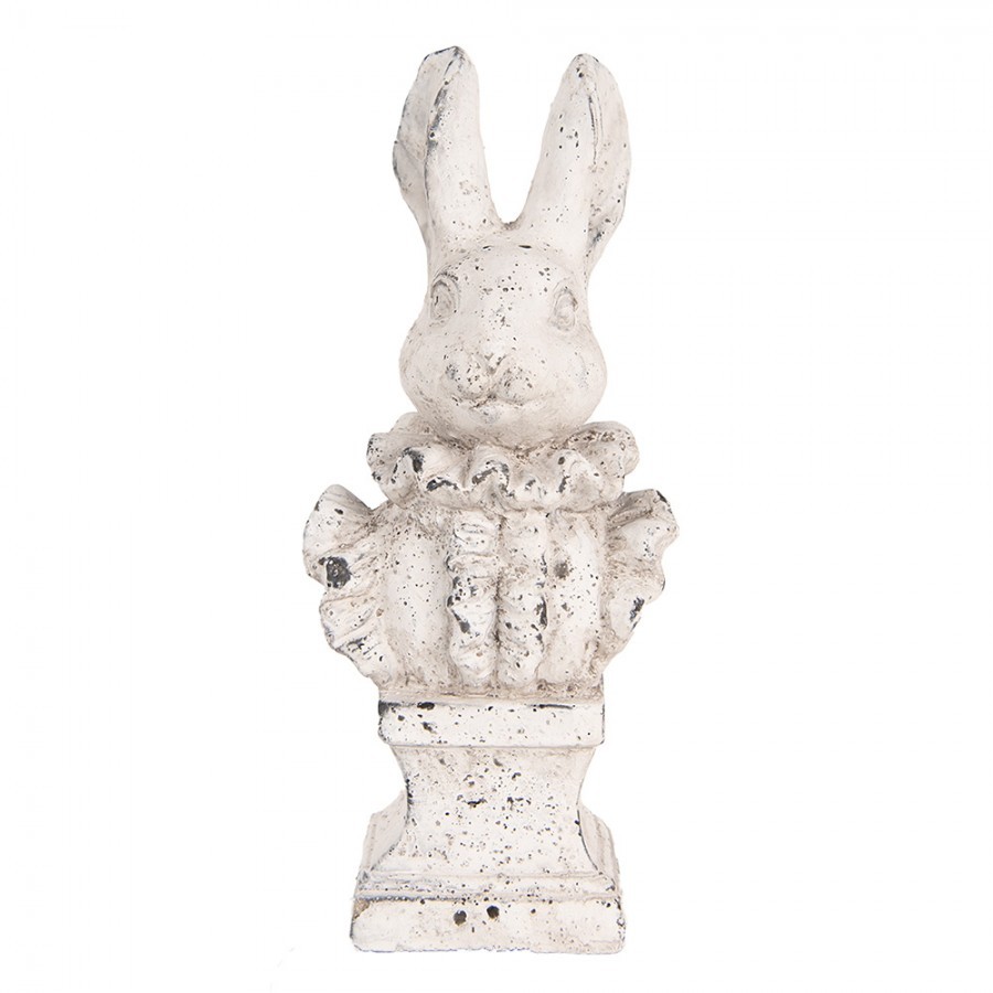 Bílá antik cementová busta králík - 11*8*24 cm
