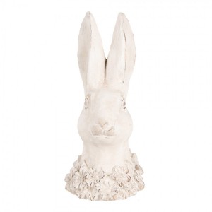 Béžová antik cementová busta králík - 11*11*24 cm