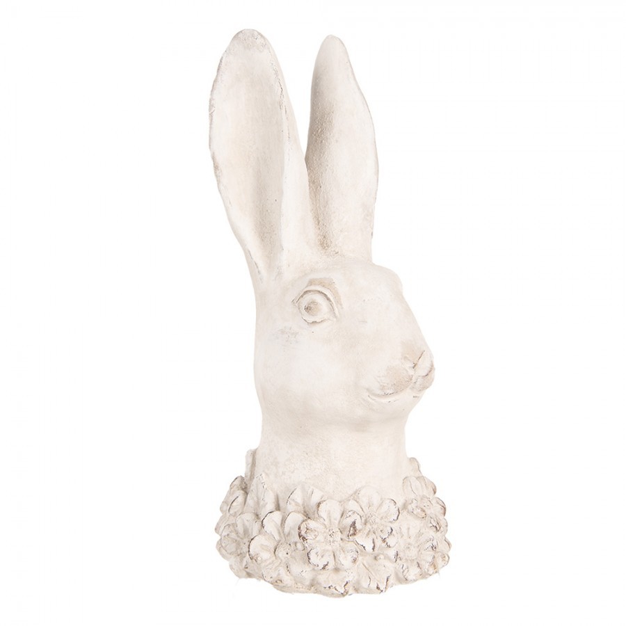 Béžová antik cementová busta králík - 11*11*24 cm