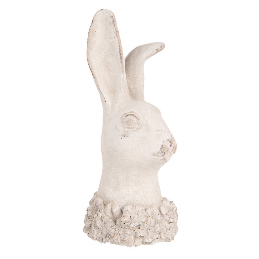 Béžová antik cementová busta králík - 12*10*24 cm