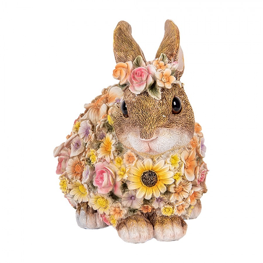 Dekorace figurka králíček posetý květy - 19*12*18 cm