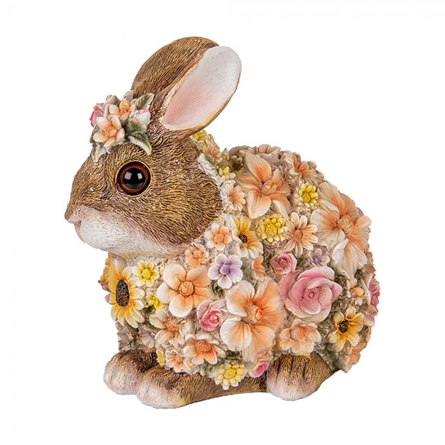 Dekorace figurka králíček posetý květy - 19*12*18 cm