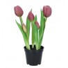 5ks světle fialový realistický tulipán Tulips v květináčku - Ø 8*7/ 26 cm