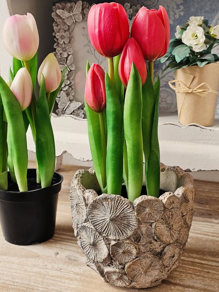 Šedý zdobený květináč S - Ø 11*10 cm