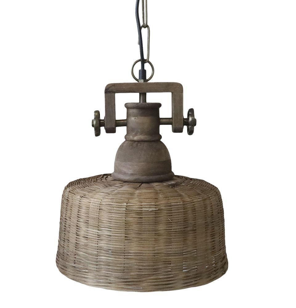 Přírodní dřevěné světlo s ratanovým stínidlem Roellie - Ø 31*33 cm/ E27/ 25W