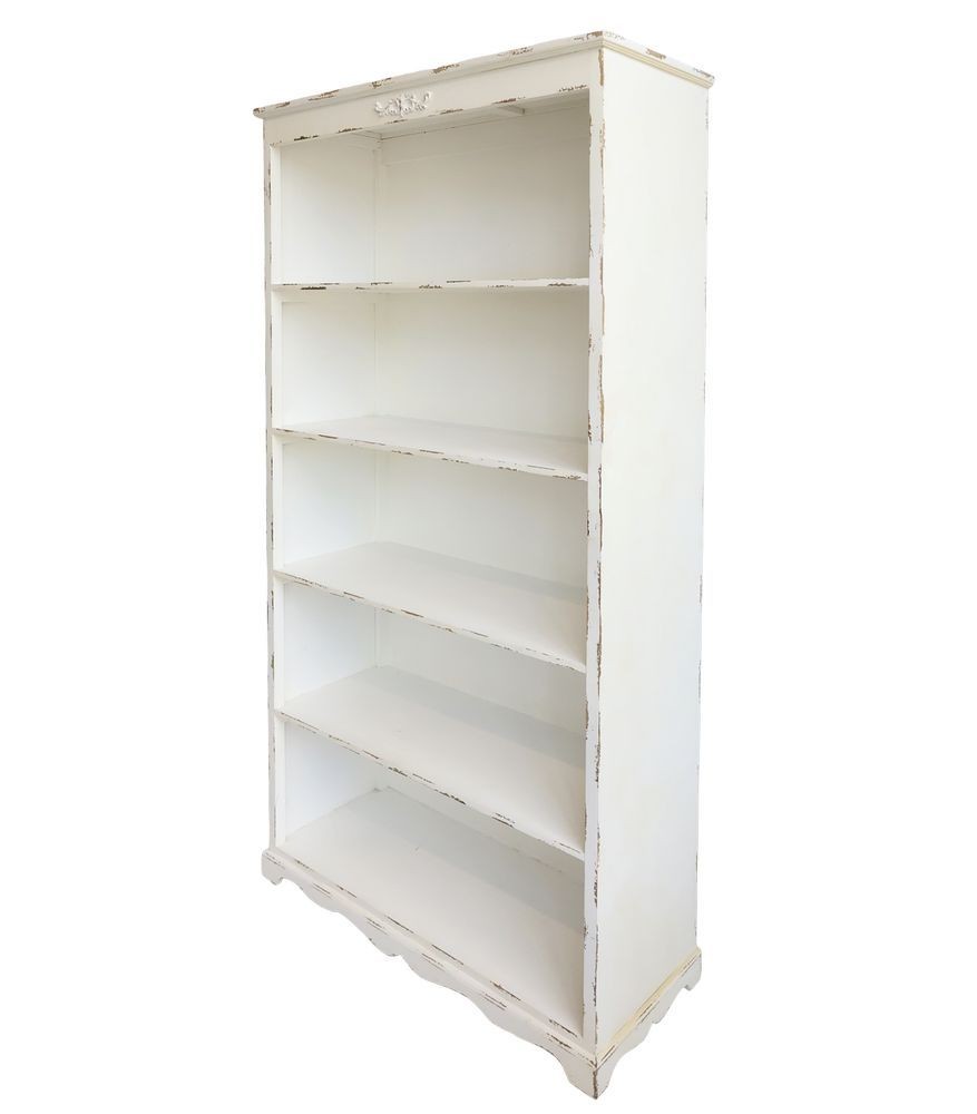 Krémová antik dřevěná knihovna s policemi Jacquline - 106*39*200 cm