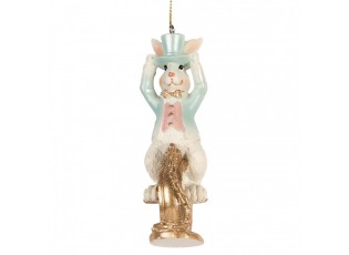 Easter Pendant Rabbit 4x4x10 Cm White Plastic - 4*4*10 cm