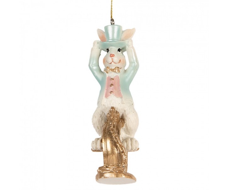 Easter Pendant Rabbit 4x4x10 Cm White Plastic - 4*4*10 cm Clayre & Eef