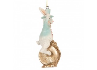 Easter Pendant Rabbit 4x4x10 Cm White Plastic - 4*4*10 cm