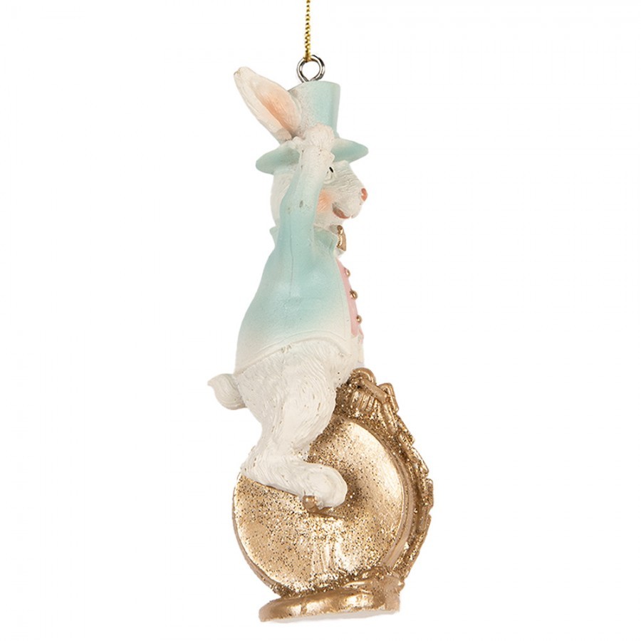 Easter Pendant Rabbit 4x4x10 Cm White Plastic - 4*4*10 cm