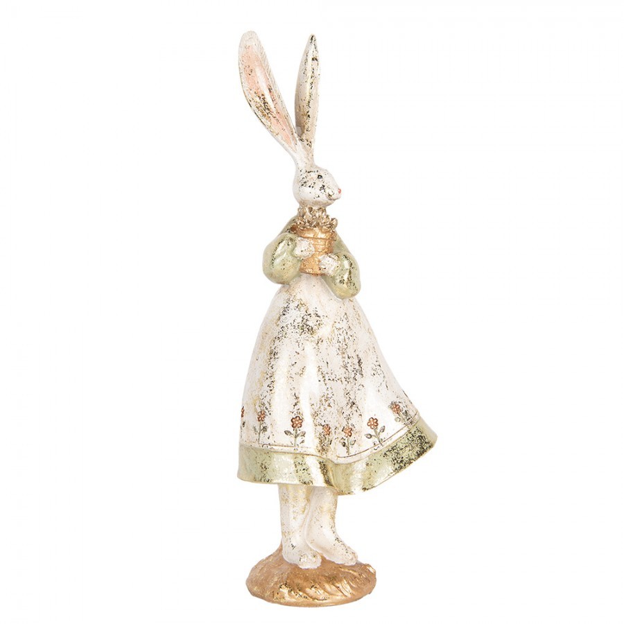 Dekorace figurka zaječice v šatech zdobená zlatou patinou - 12*9*33 cm