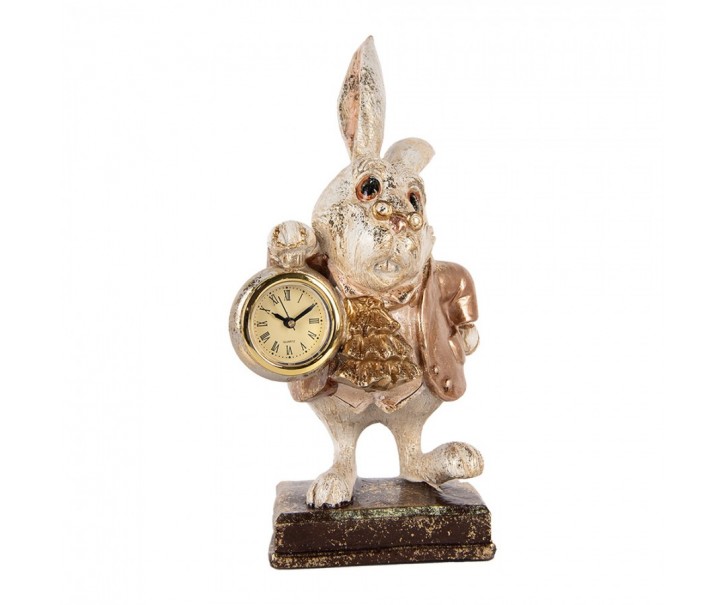 Decorative Figurine Rabbit 13x13x26 Cm Beige Plastic Clock - 13*13*26 cm Clayre & Eef