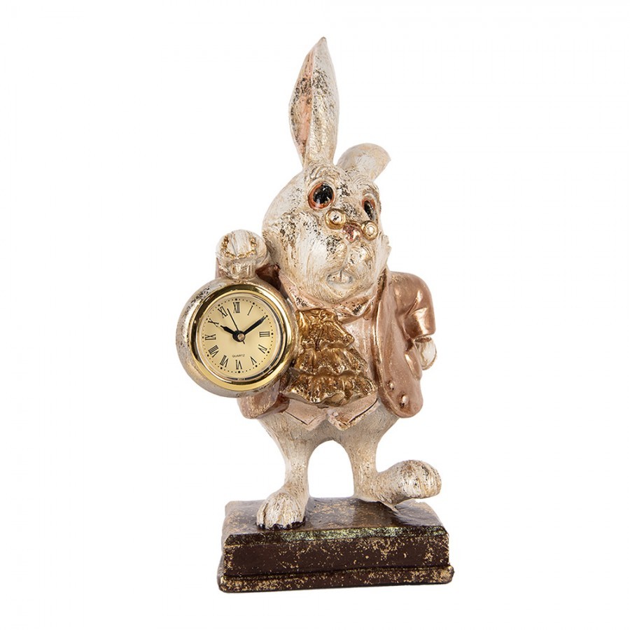 Decorative Figurine Rabbit 13x13x26 Cm Beige Plastic Clock - 13*13*26 cm