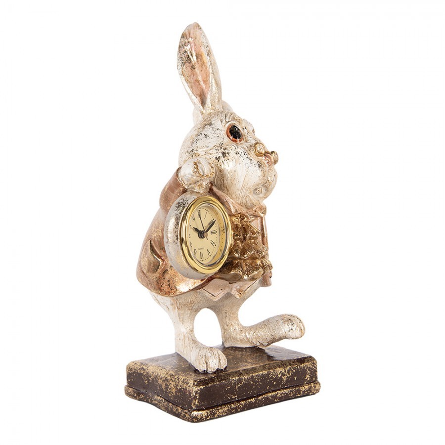 Decorative Figurine Rabbit 13x13x26 Cm Beige Plastic Clock - 13*13*26 cm