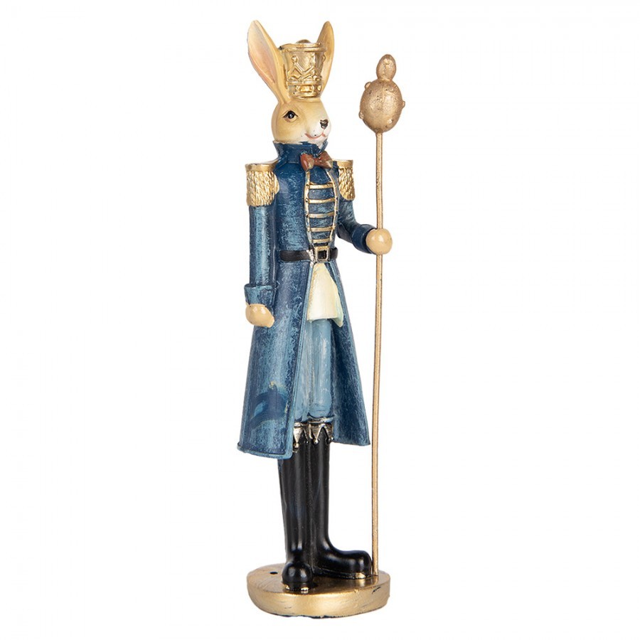 Dekorace králík v modrém obleku a vajíčkem - 5*5*18 cm