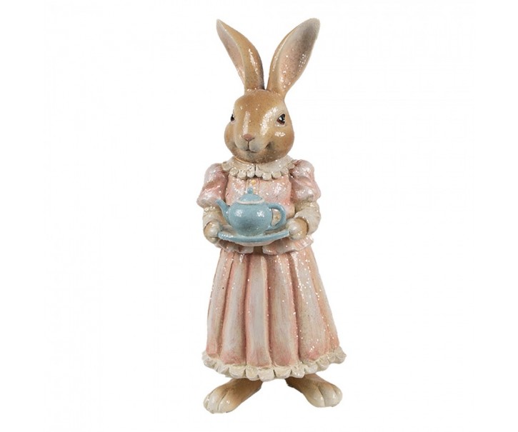 Dekorace králičí žena v šatech držící konvičku - 11*11*26 cm Clayre & Eef