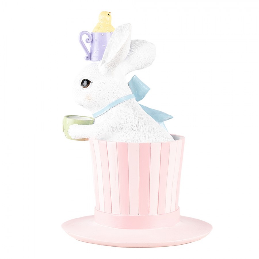 Dekorace králík v růžovém klobouku - Ø 18*26 cm