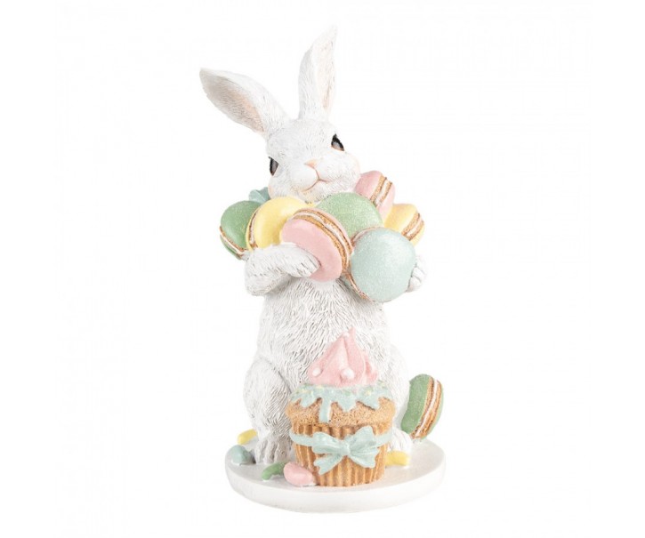 Dekorace králíček s makronkami - 13*15*25 cm Clayre & Eef