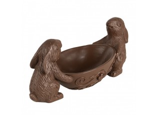 Decorative Figurine Rabbits 34x15x15 Cm Brown Plastic - 34*15*15 cm