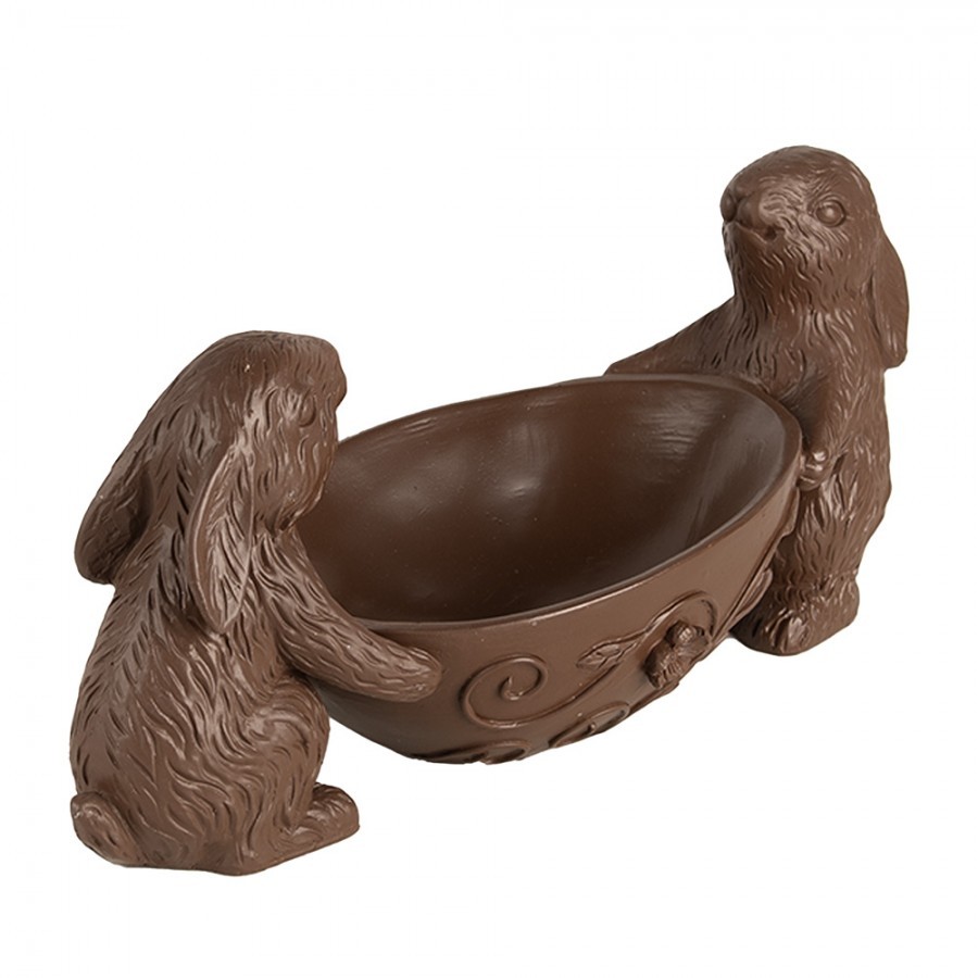 Decorative Figurine Rabbits 34x15x15 Cm Brown Plastic - 34*15*15 cm