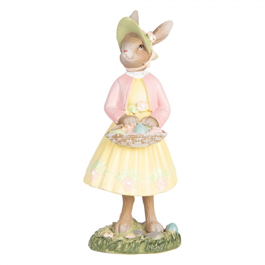 Dekorace králíček v šatech s košíkem vajec - 5*6*12 cm Clayre & Eef Dekorace králíček v šatech s košíkem vajec - 5*6*12 cm Clayre & Eef