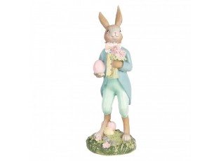 Dekorace králíček s květinami a vajíčkem - 5*5*13 cm