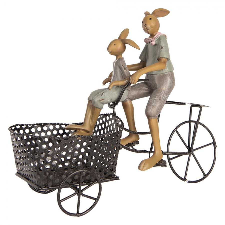 Dekorace králíci na kole s košíkem - 28*12*23 cm