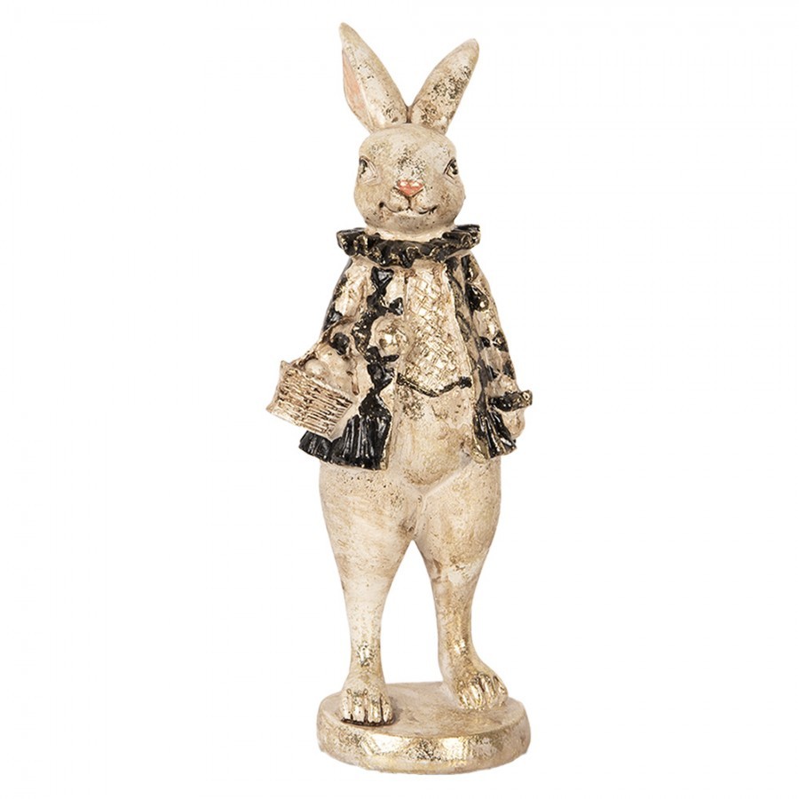 Dekorace králíček s černým kabátkem a košíkem - 9*10*24 cm Clayre & Eef Dekorace králíček s černým kabátkem a košíkem - 9*10*24 cm Clayre & Eef