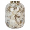 Béžová kovová váza s květinovým motivem Flowers Gold - Ø 17*22 cm