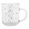 Skleněný hrnek se srdíčky Heart & Smile - 11*8*9 cm / 200 ml Barva: transparentní , černáMateriál: skloHmotnost: 0,22 kg