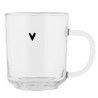 Skleněný hrnek se srdíčkem Heart & Smile - 11*8*9 cm / 200 ml Barva: transparentní, černáMateriál: skloHmotnost: 0,22 kg
