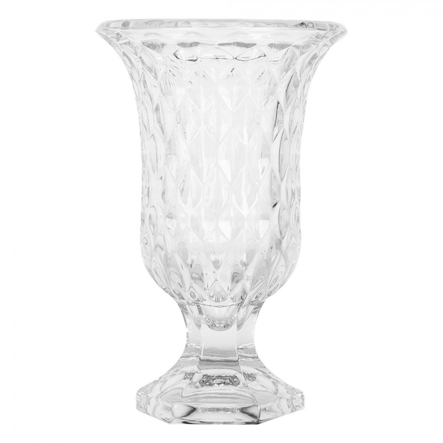 Transparentní skleněná váza s dekorem S - Ø 12*19 cm