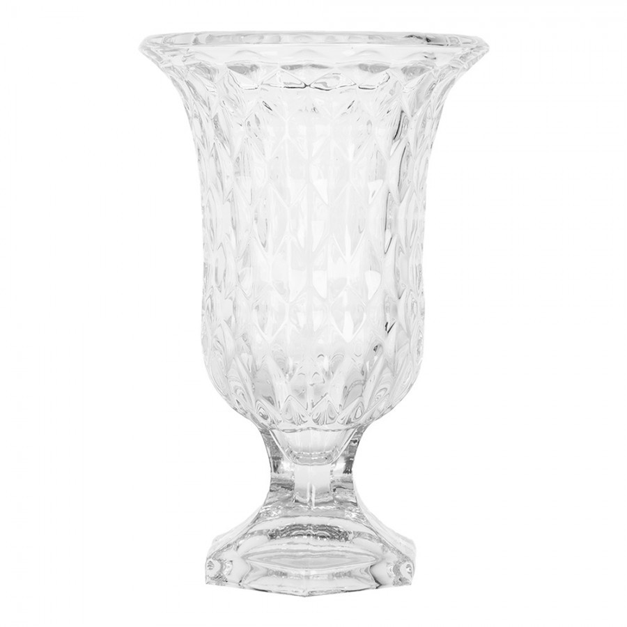 Transparentní skleněná váza s dekorem S - Ø 12*19 cm