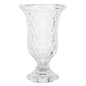 Transparentní skleněná váza s dekorem M - Ø 15*23 cm