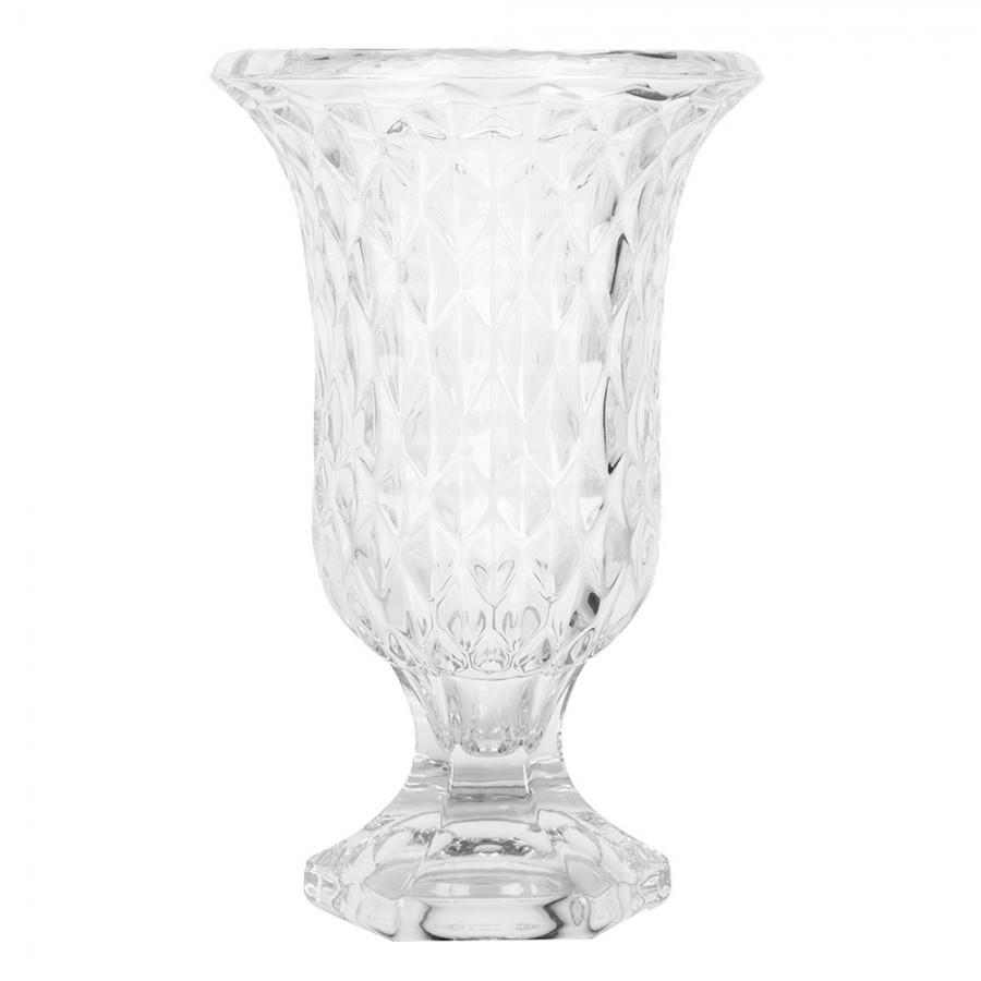 Transparentní skleněná váza s dekorem M - Ø 15*23 cm