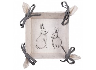 Béžový textilní košík na pečivo s králíčkem Bunny Buddies - 35*35*8 cm