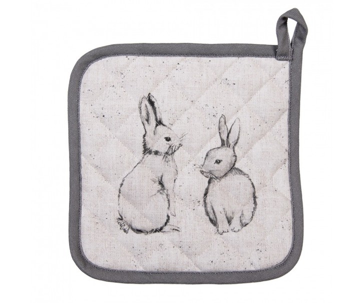 Béžová bavlněná chňapka - podložka s králíčkem Bunny Buddies - 20*20 cm