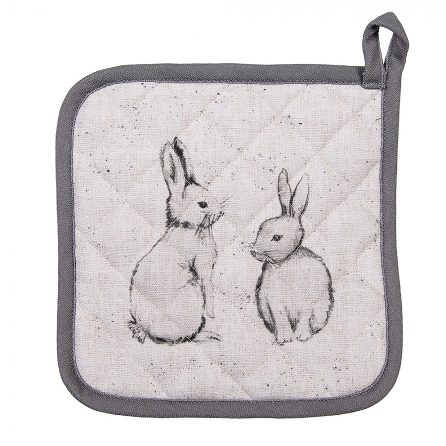 Béžová bavlněná chňapka - podložka s králíčkem Bunny Buddies - 20*20 cm