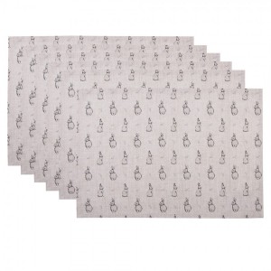 6 ks béžové textilní prostírání s králíčkem Bunny Buddies - (6) 48*33 cm