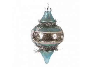 Christmas Bauble ? 7x13 Cm Blue Glass - ? 7*13 cm
