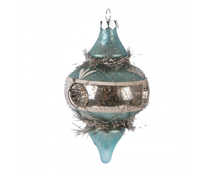 Christmas Bauble ? 7x13 Cm Blue Glass - ? 7*13 cm Clayre & Eef