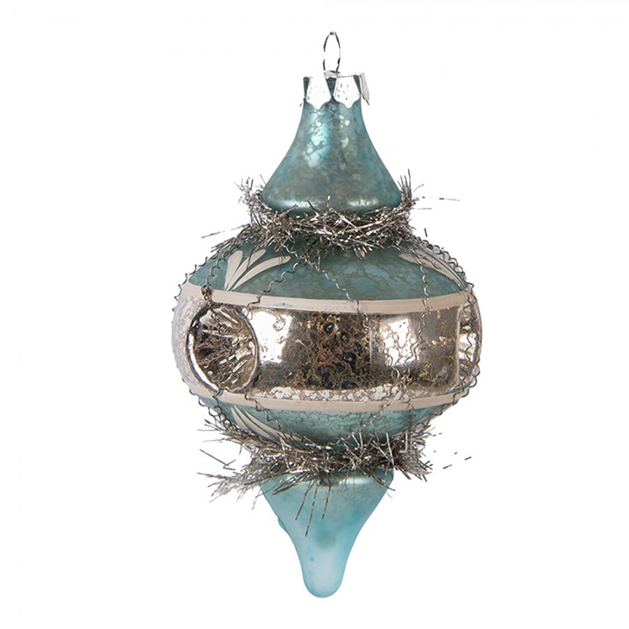 Christmas Bauble ? 7x13 Cm Blue Glass - ? 7*13 cm
