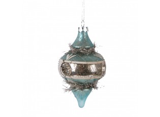 Christmas Bauble ? 7x13 Cm Blue Glass - ? 7*13 cm